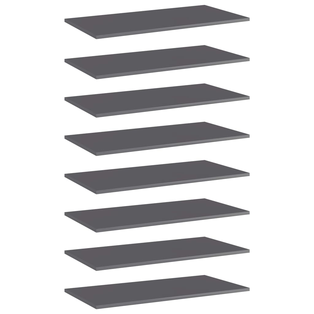 Wandschappen 8 st 80x40x1,5 cm spaanplaat hoogglans grijs