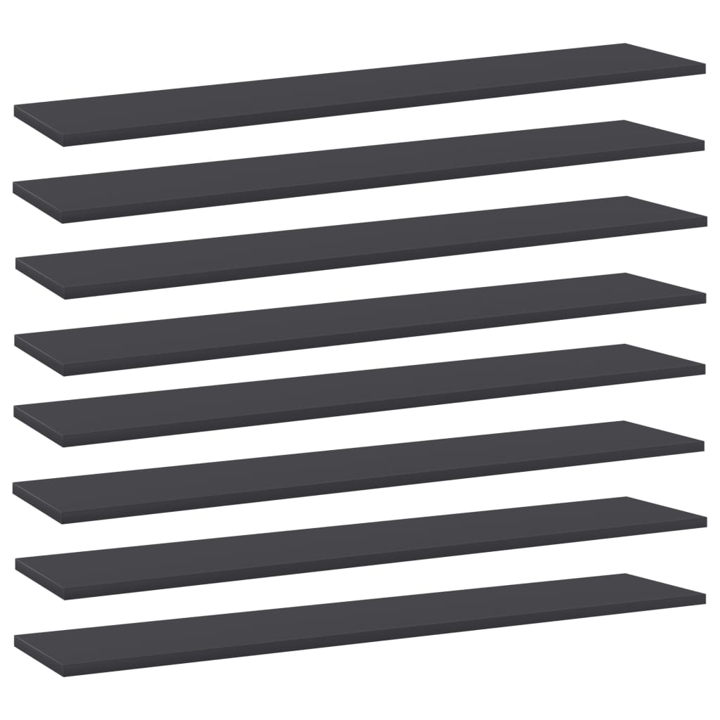 Wandschappen 8 st 100x20x1,5 cm spaanplaat grijs