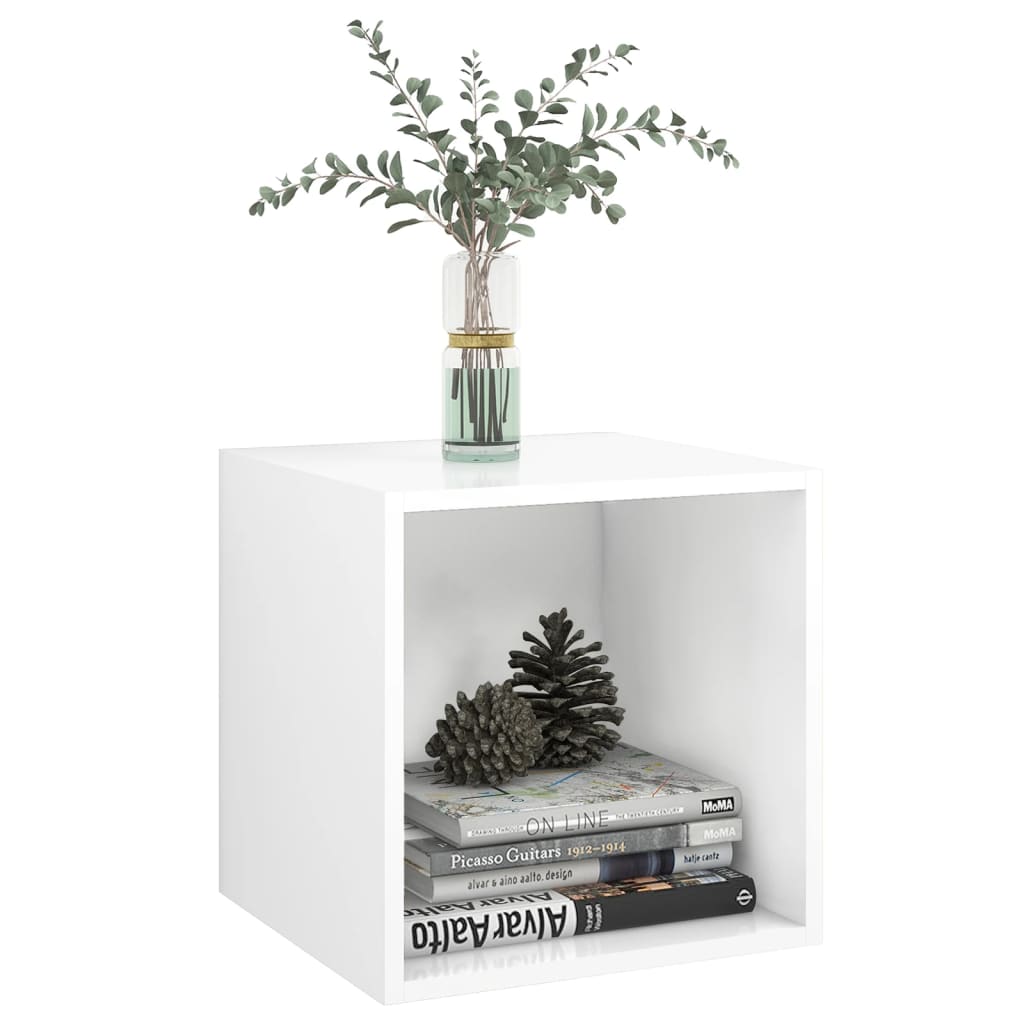 Wandkasten 2 st 37x37x37 cm bewerkt hout wit – afbeelding 3