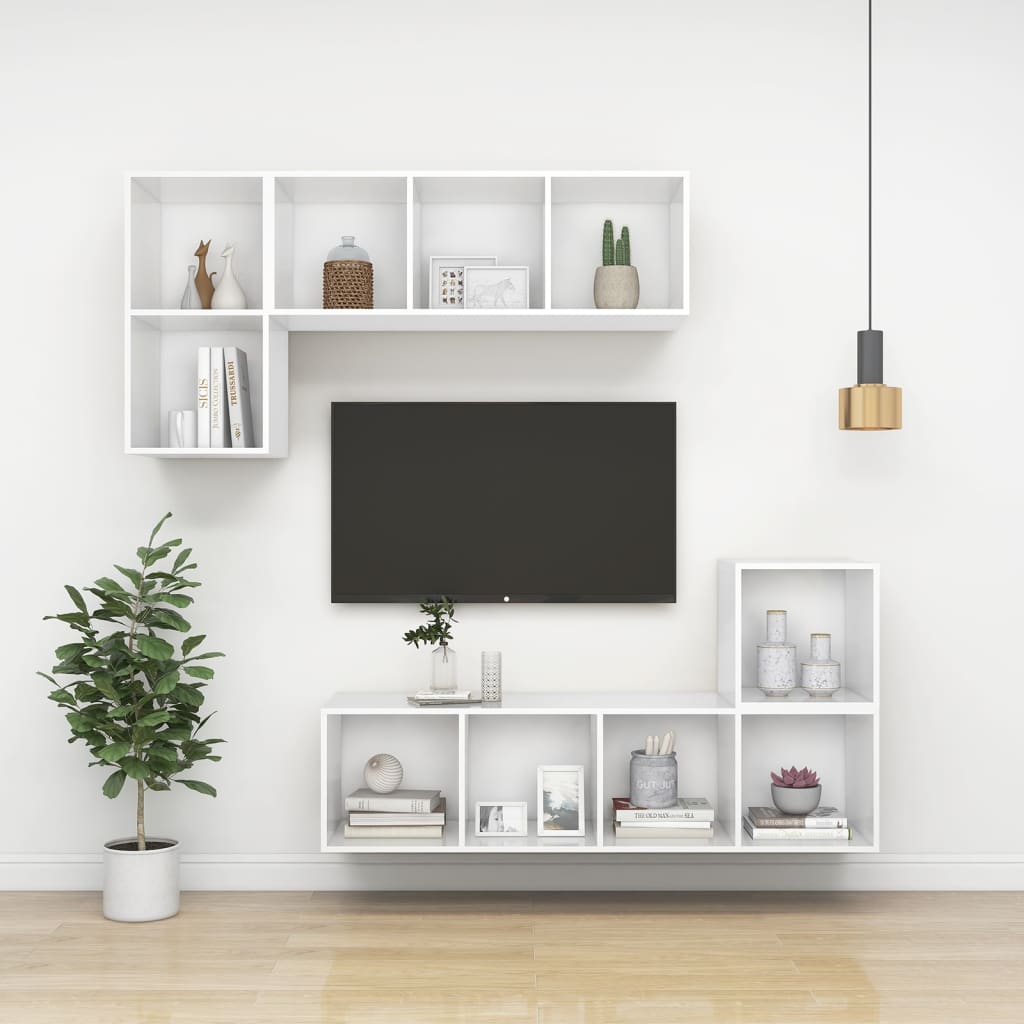 Wandkasten 2 st 37x37x37 cm bewerkt hout wit – afbeelding 6