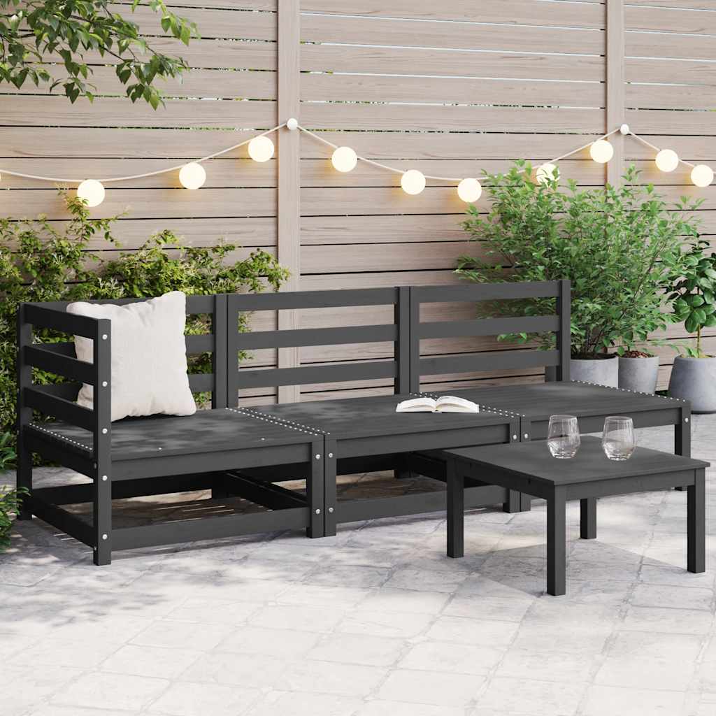 3-delige Loungeset massief grenenhout grijs – afbeelding 1