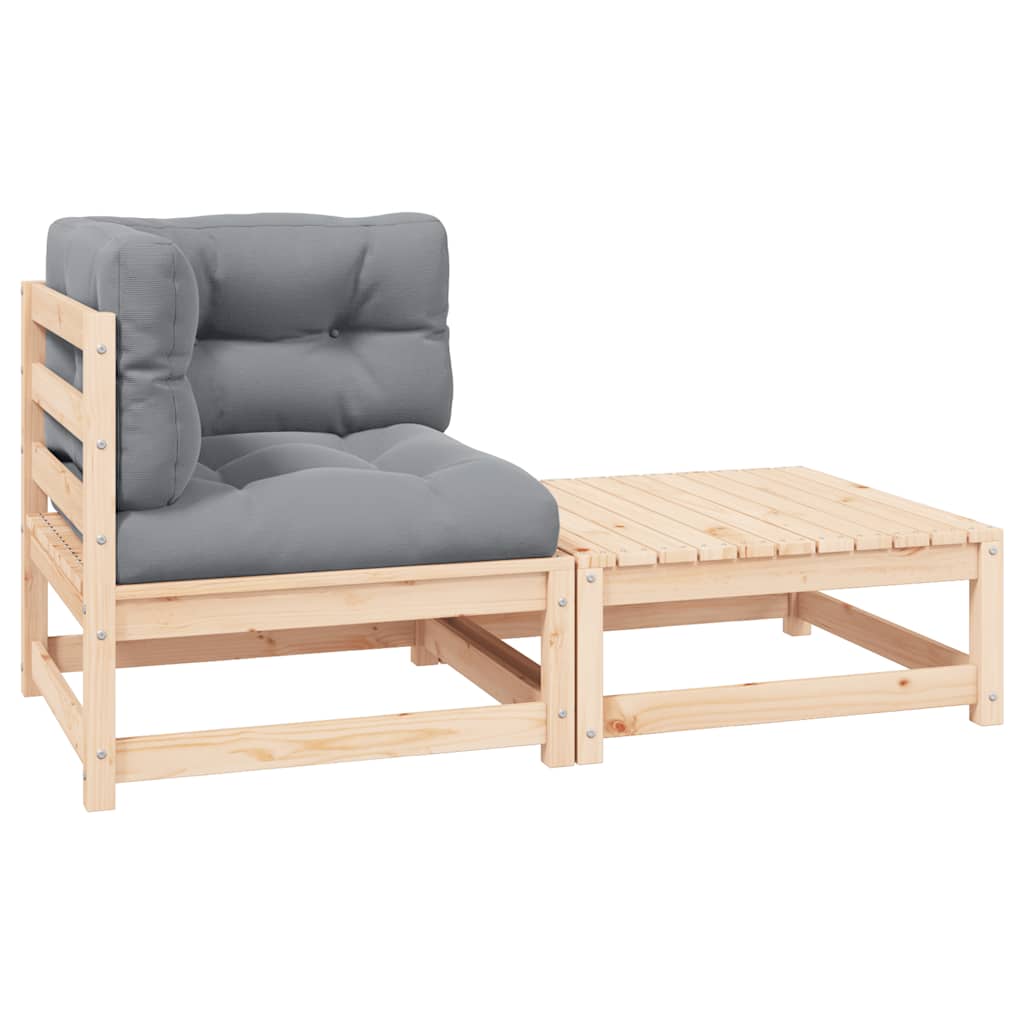 2-delige Loungeset met kussens massief grenenhout