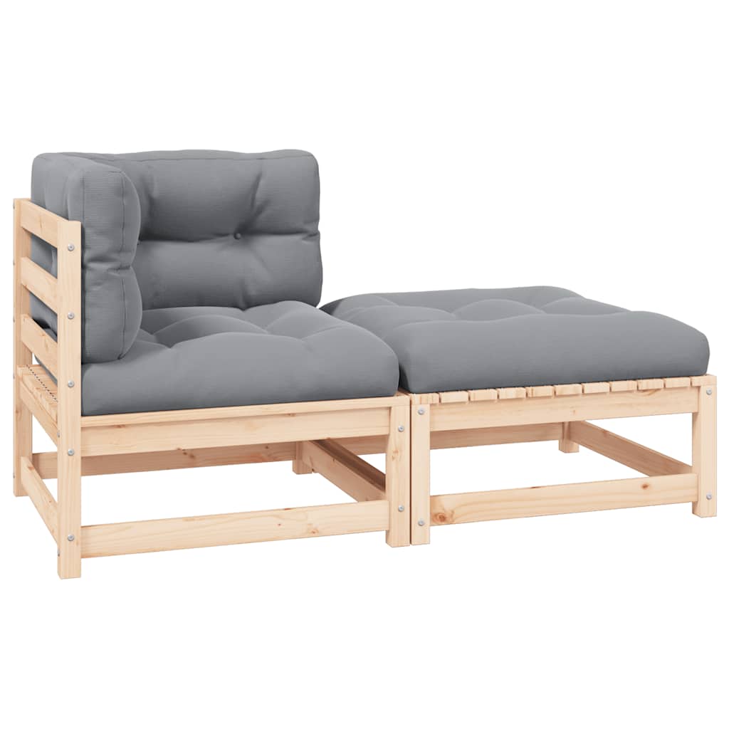 2-delige Loungeset met kussens massief grenenhout – afbeelding 1