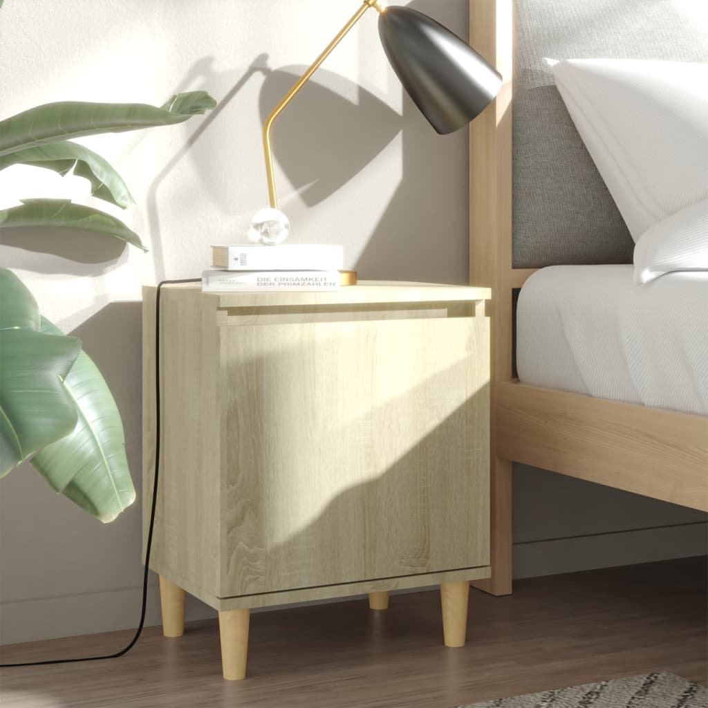 Nachtkastjes 2 st met houten poten 40x30x50 cm sonoma eiken