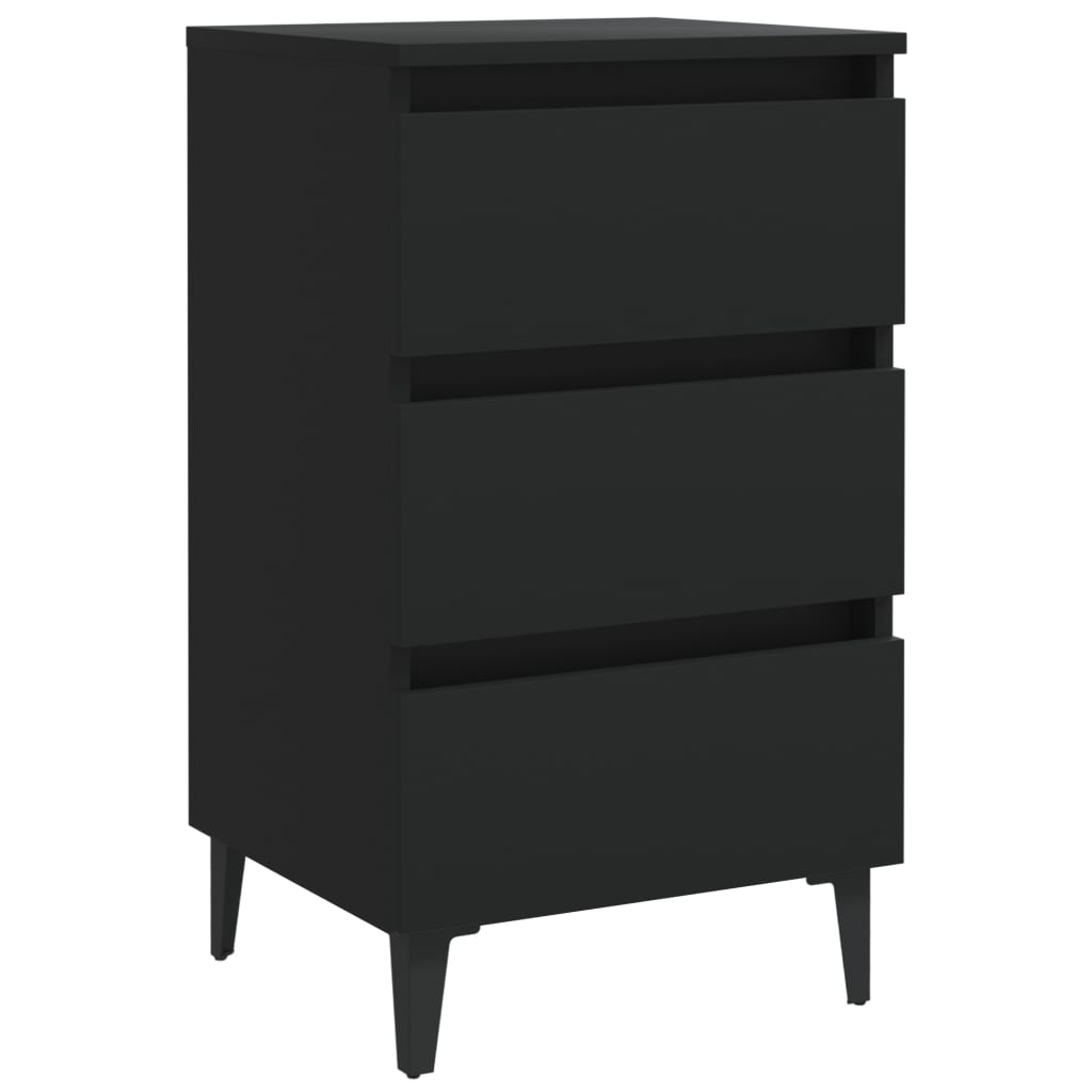 Nachtkastje met metalen poten 40x35x69 cm zwart – afbeelding 2