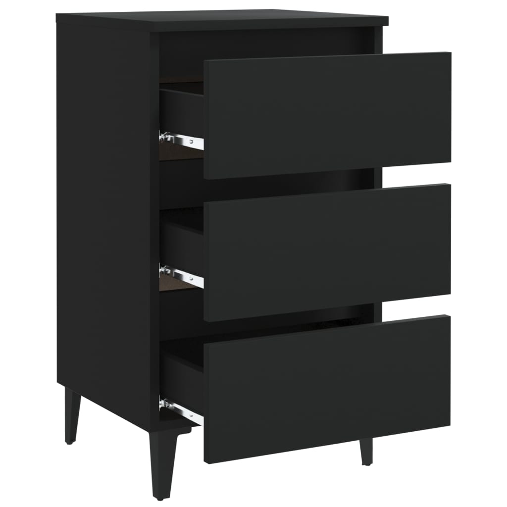 Nachtkastje met metalen poten 40x35x69 cm zwart – afbeelding 4