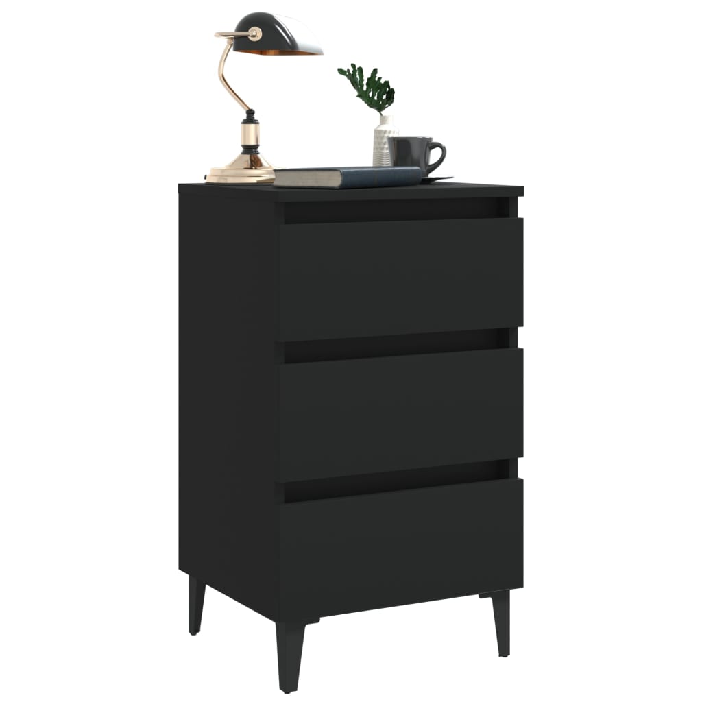 Nachtkastje met metalen poten 40x35x69 cm zwart – afbeelding 6