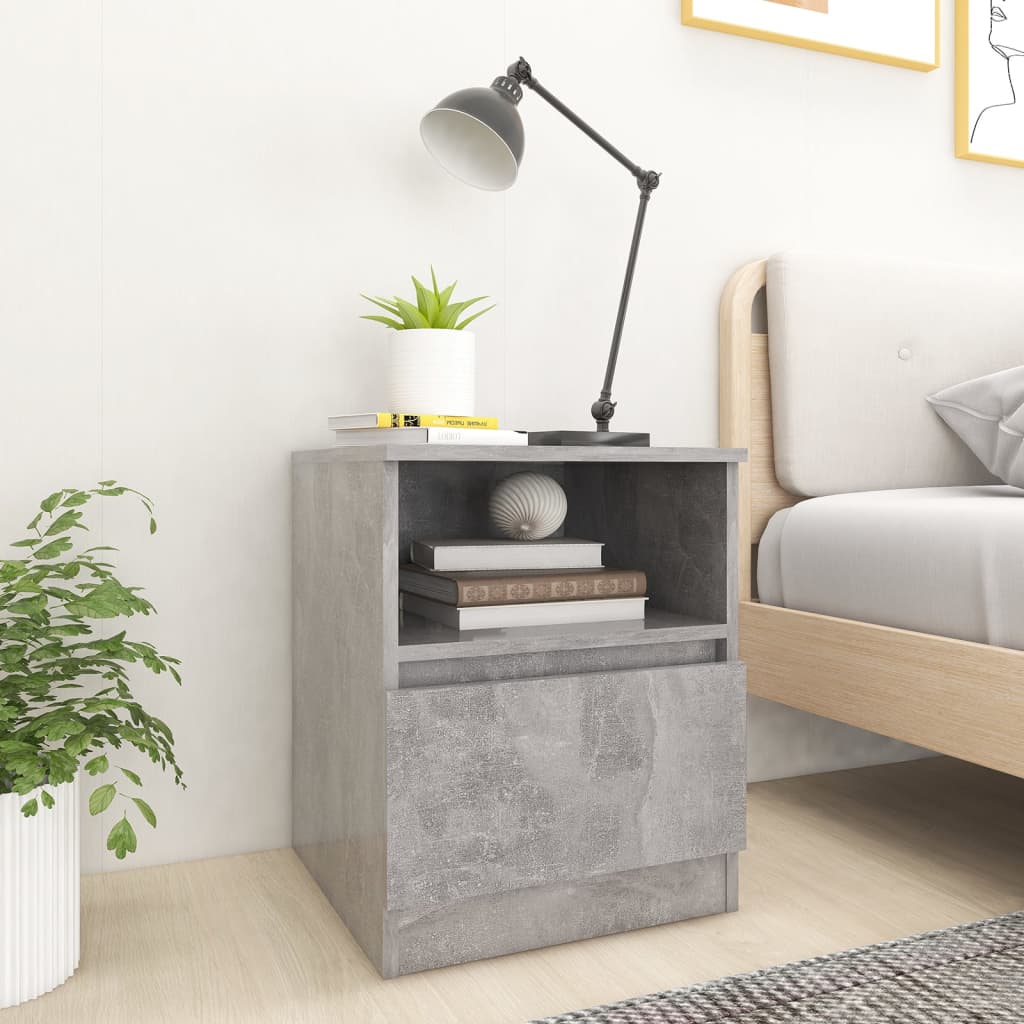Nachtkastjes 2 st 40x40x50 cm bewerkt hout betongrijs – afbeelding 1
