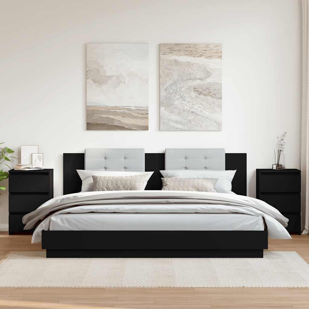 Nachtkastjes 2 st 40x35x62,5 cm bewerkt hout zwart – afbeelding 1