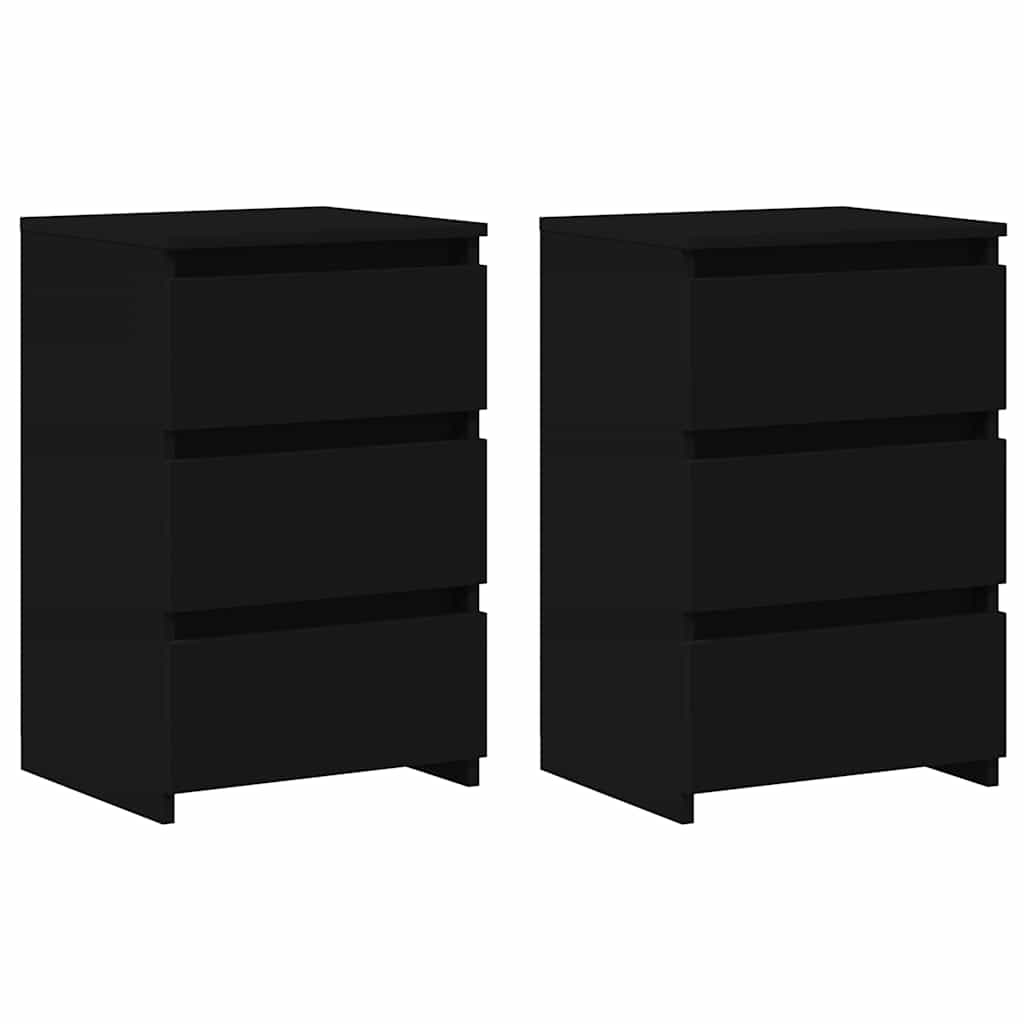 Nachtkastjes 2 st 40x35x62,5 cm bewerkt hout zwart – afbeelding 2