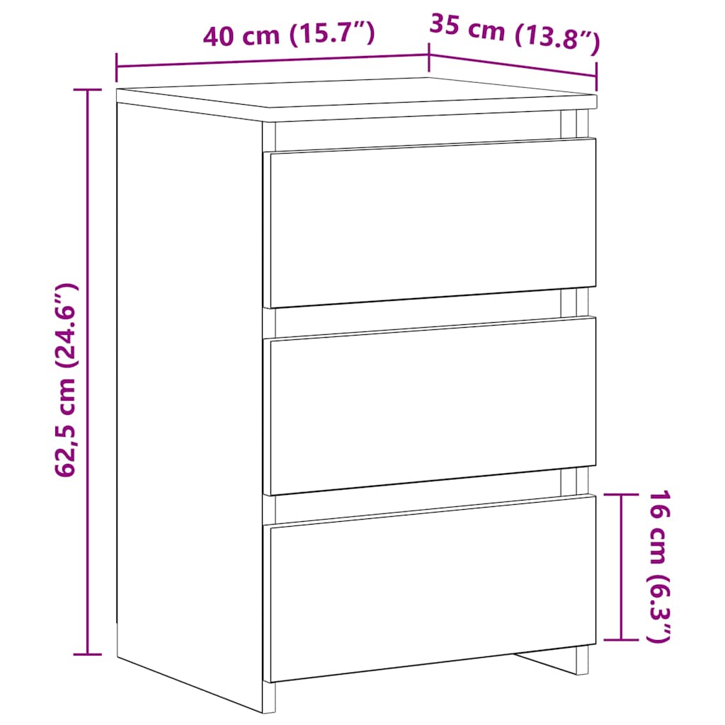 Nachtkastjes 2 st 40x35x62,5 cm bewerkt hout zwart – afbeelding 9