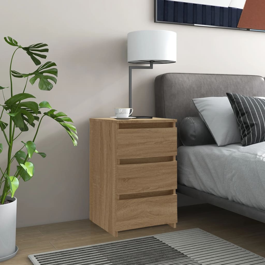 Nachtkastje 40x35x62,5 cm bewerkt hout sonoma eikenkleurig