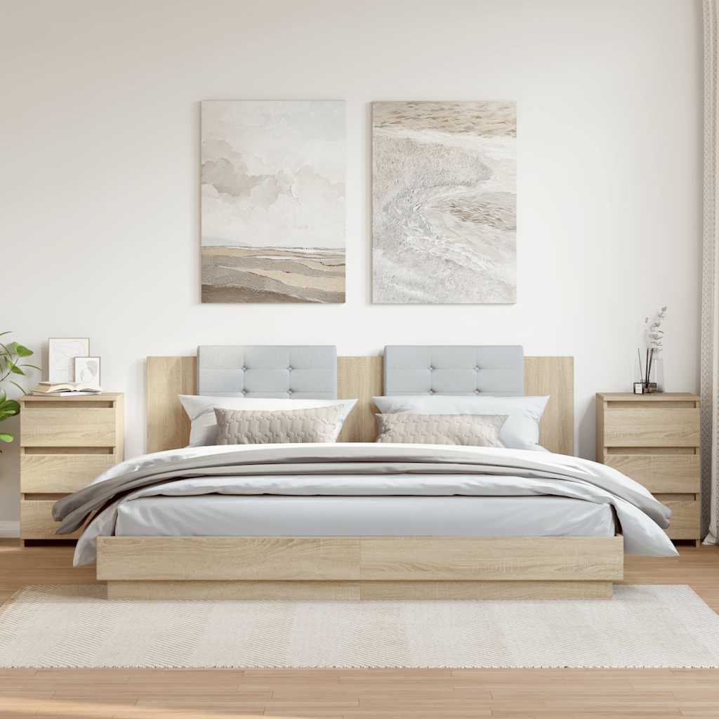 Nachtkastjes 2 st 40x35x62,5 cm bewerkt hout sonoma eikenkleur