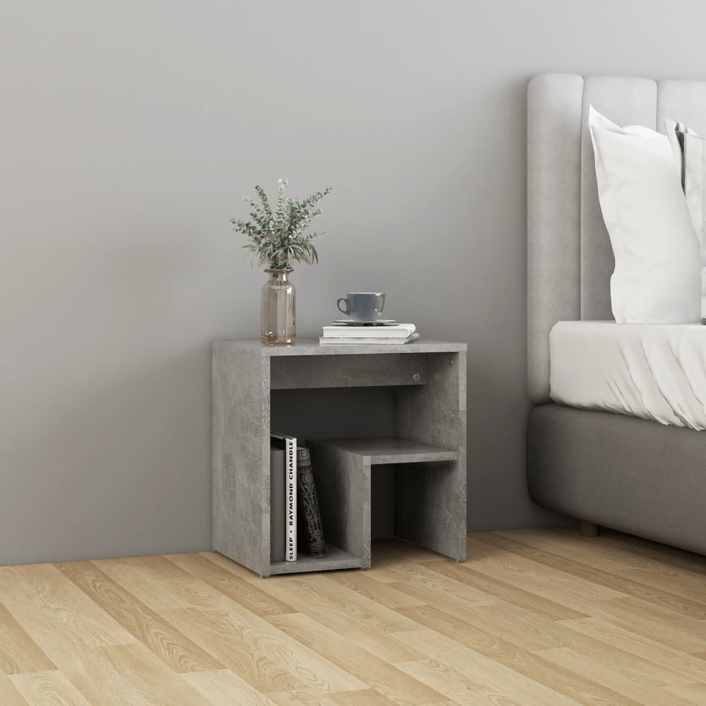 Nachtkastje 40x30x40 cm bewerkt hout betongrijs – afbeelding 1