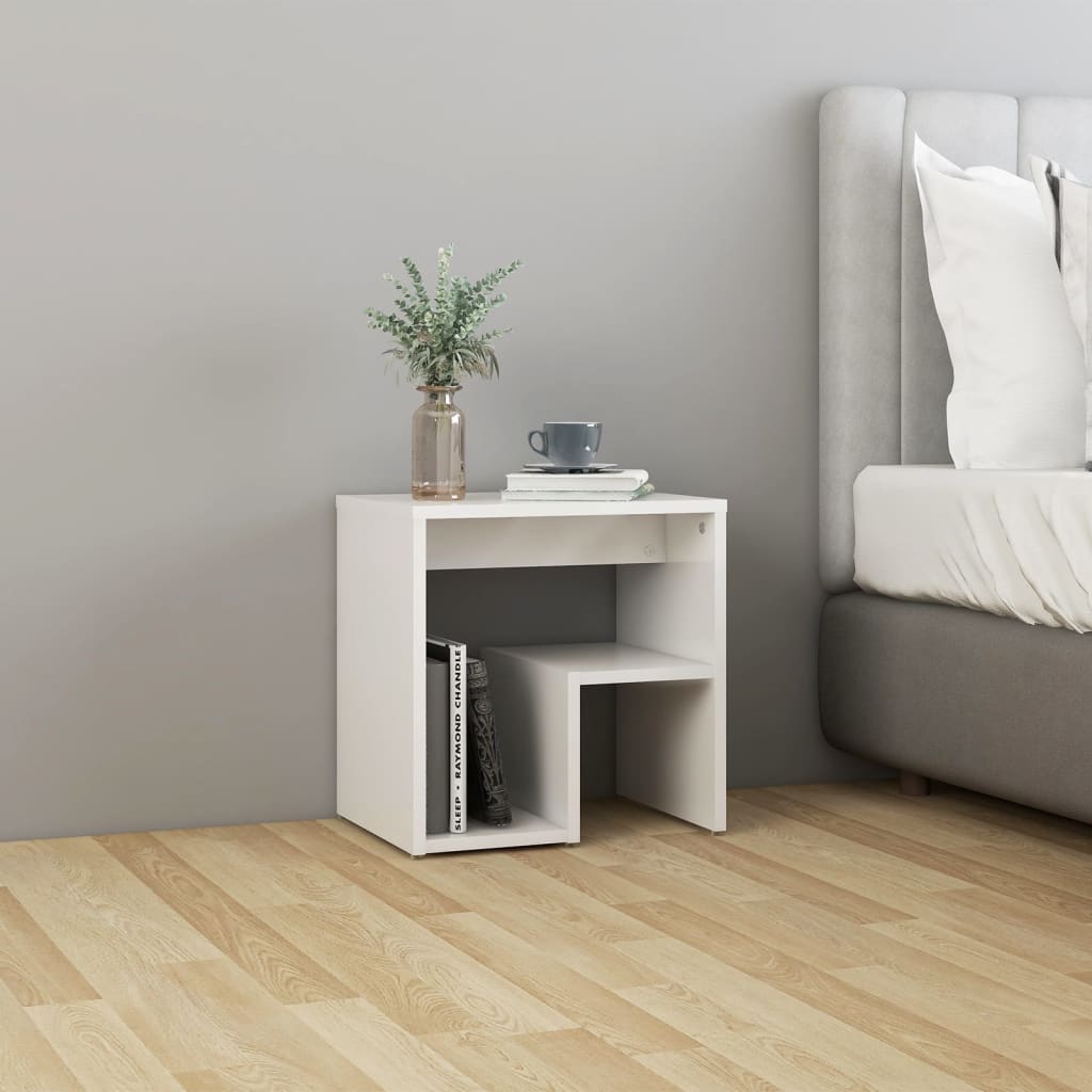Nachtkastje 40x30x40 cm bewerkt hout hoogglans wit – afbeelding 1