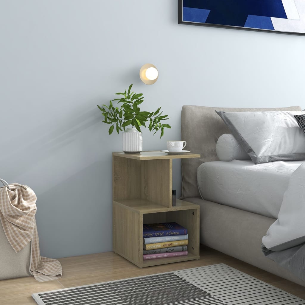 Nachtkastjes 2 st 35x35x55 cm bewerkt hout sonoma eikenkleurig