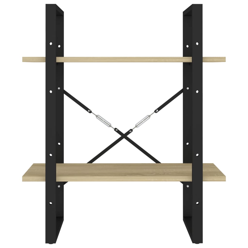 Boekenkast met 2 schappen 60x30x70 cm bewerkt hout sonoma eiken – afbeelding 5