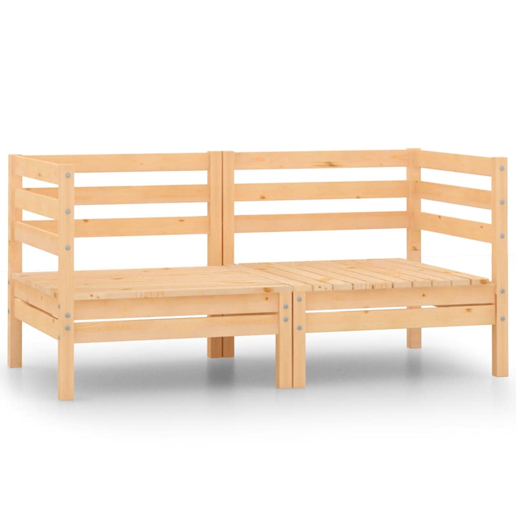 Tuinhoekbanken 2 st massief grenenhout – afbeelding 1