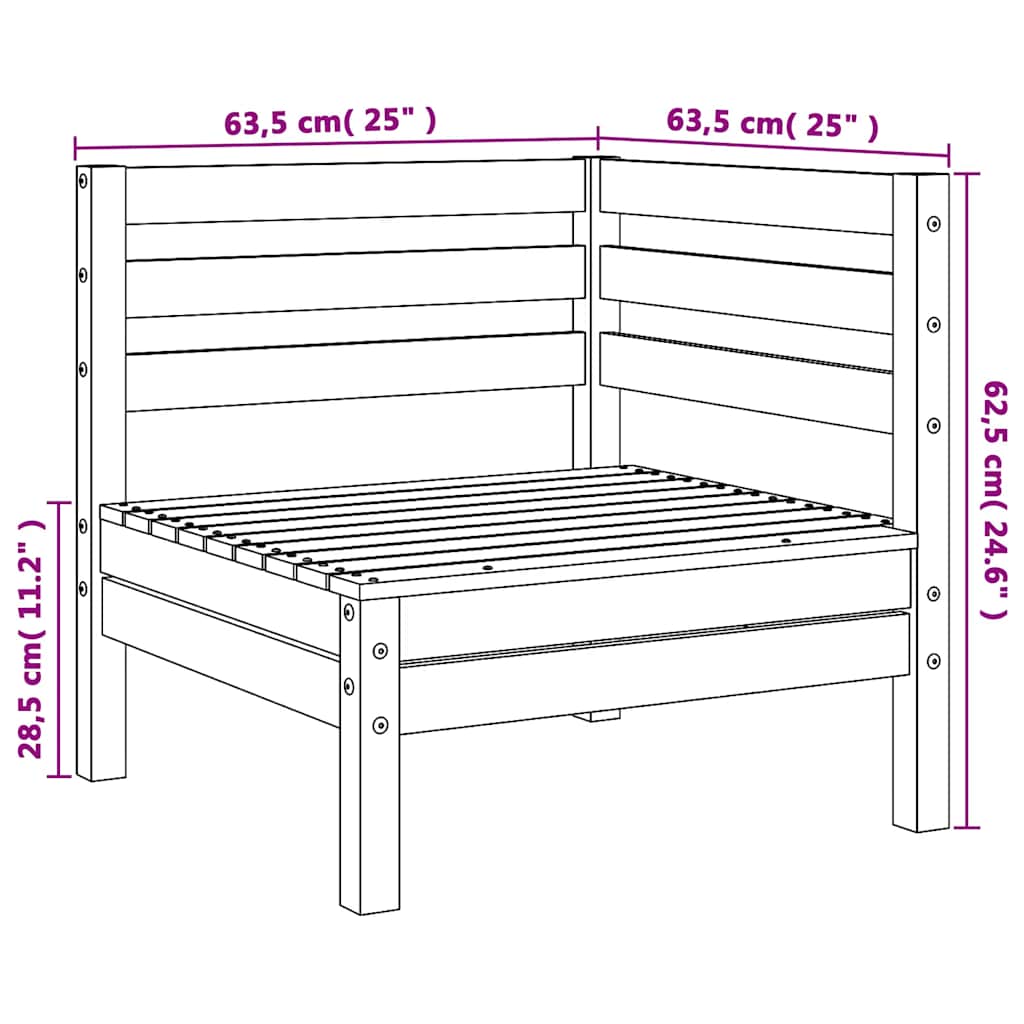 Tuinhoekbanken 2 st massief grenenhout wit – afbeelding 6
