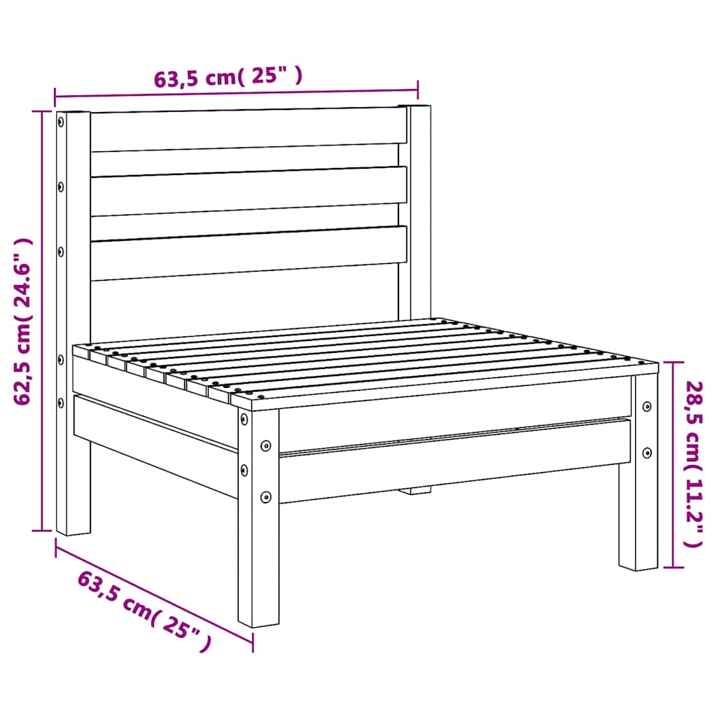 Tuinmiddenbanken 4 st massief grenenhout wit – afbeelding 6