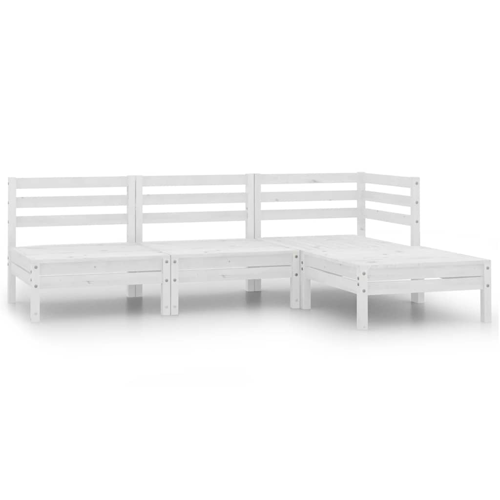 4-delige Loungeset massief grenenhout wit – afbeelding 1