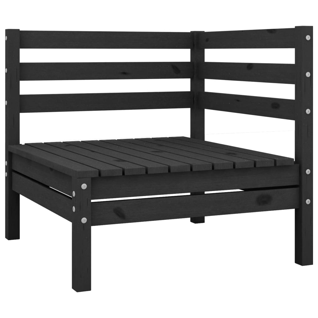 4-delige Loungeset massief grenenhout zwart – afbeelding 2