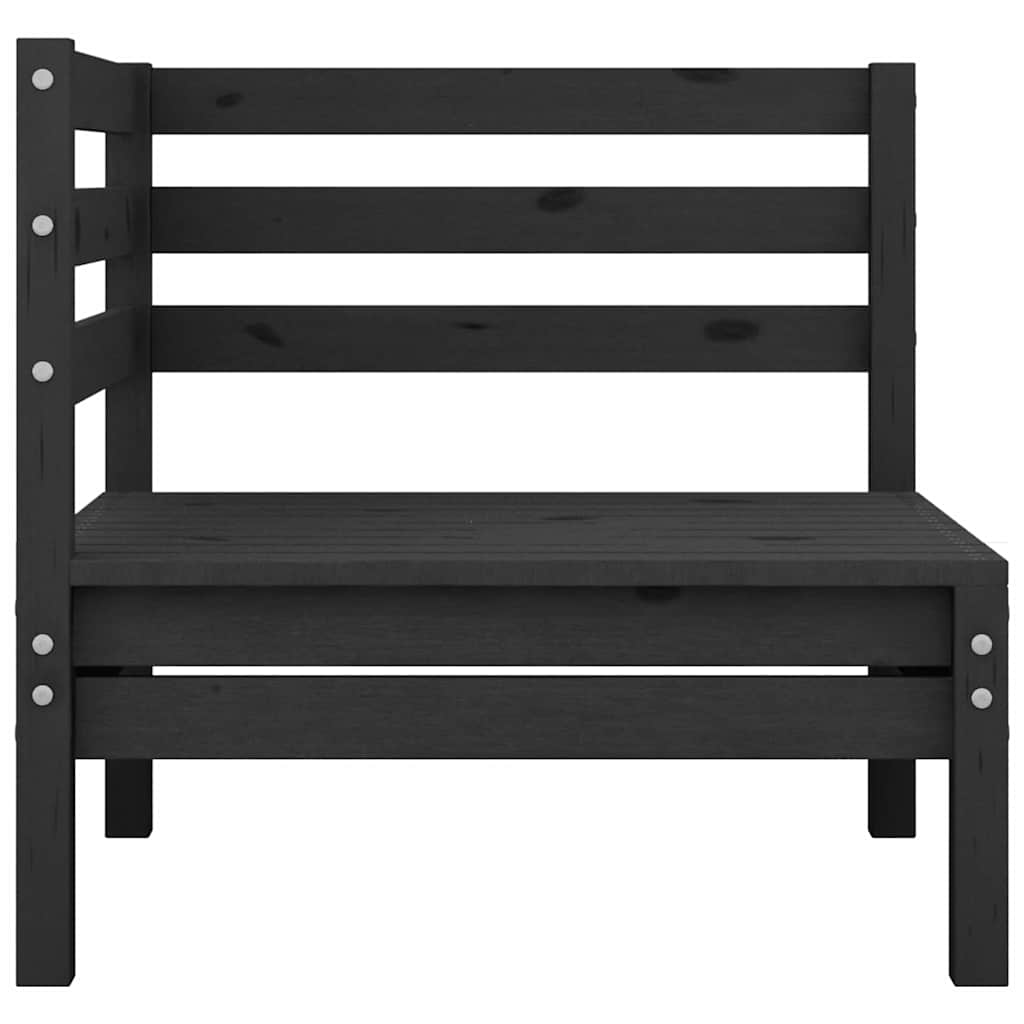 4-delige Loungeset massief grenenhout zwart – afbeelding 4