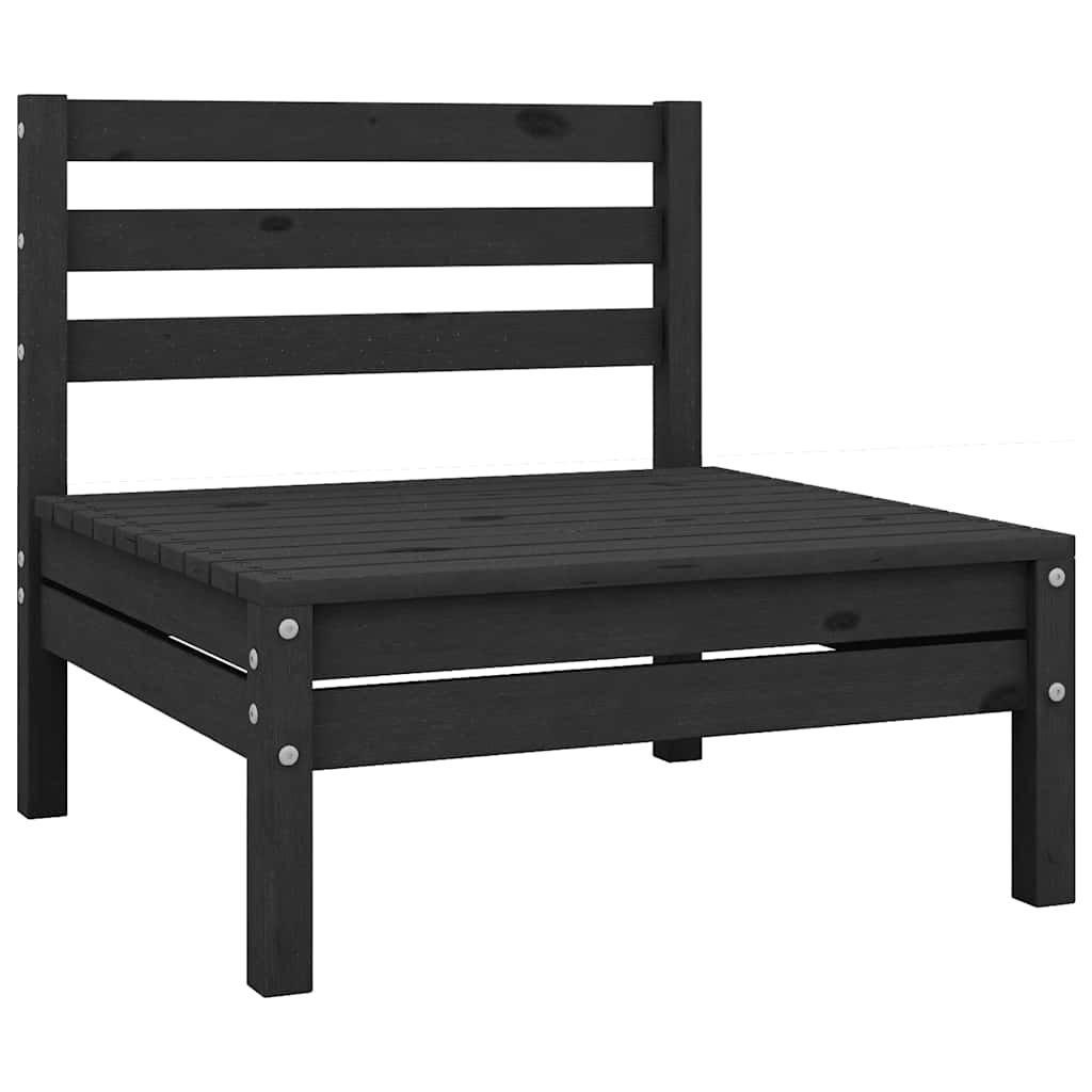 4-delige Loungeset massief grenenhout zwart – afbeelding 5