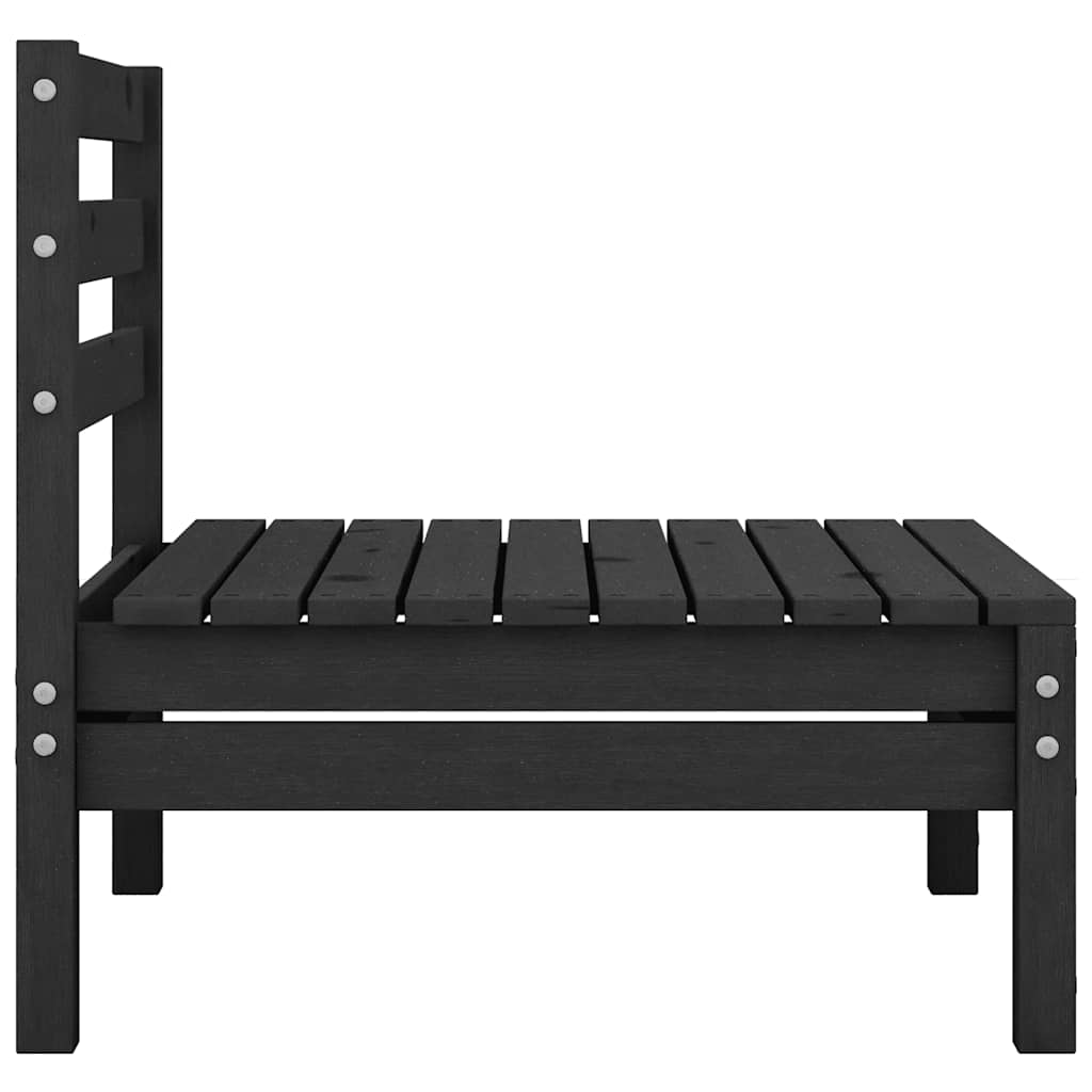 4-delige Loungeset massief grenenhout zwart – afbeelding 7