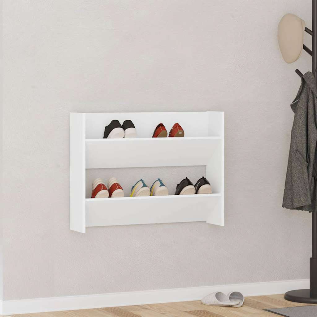 Wandschoenenkast 80x18x60 cm bewerkt hout wit