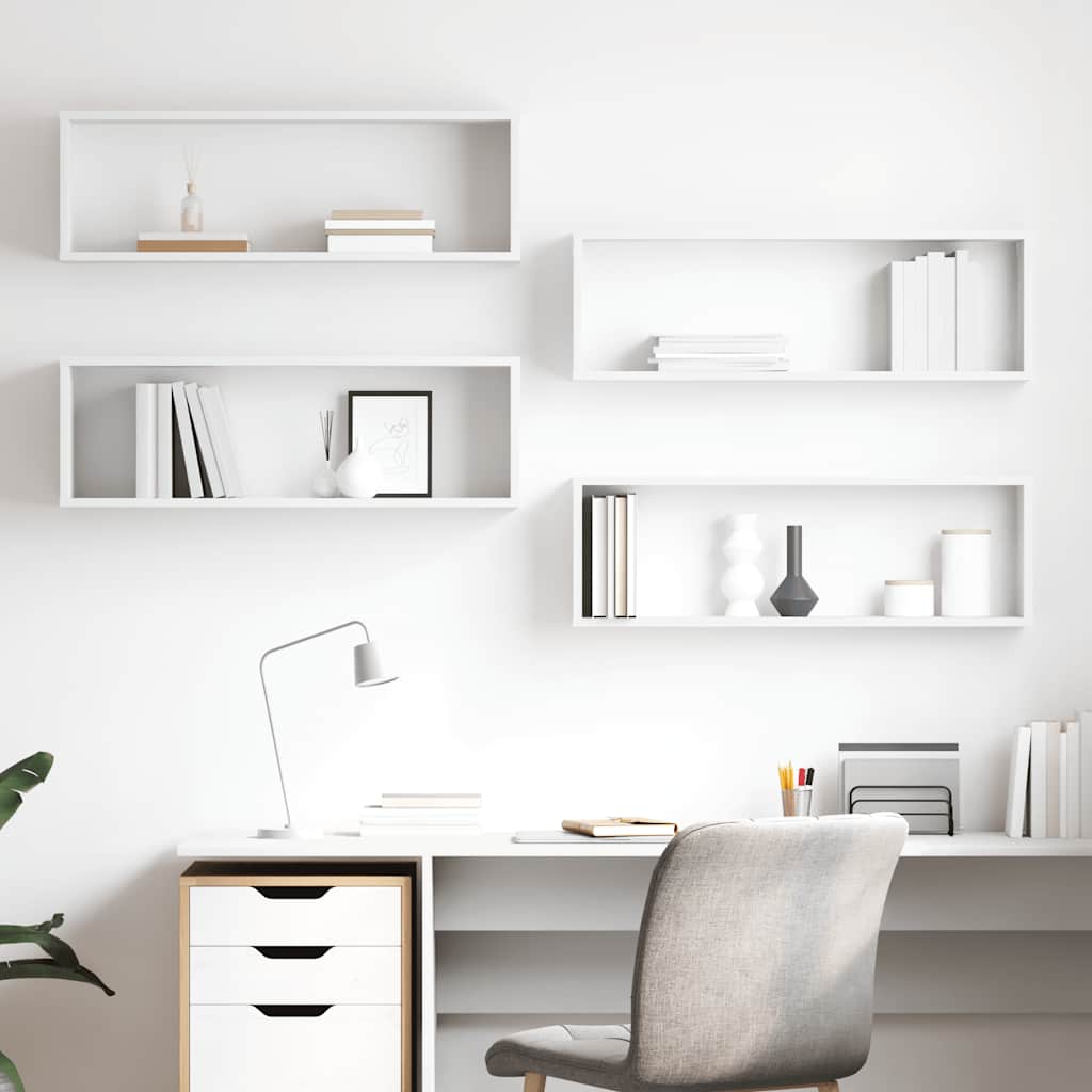Wandschappen kubus 4 st 80x15x26,5 cm bewerkt hout wit