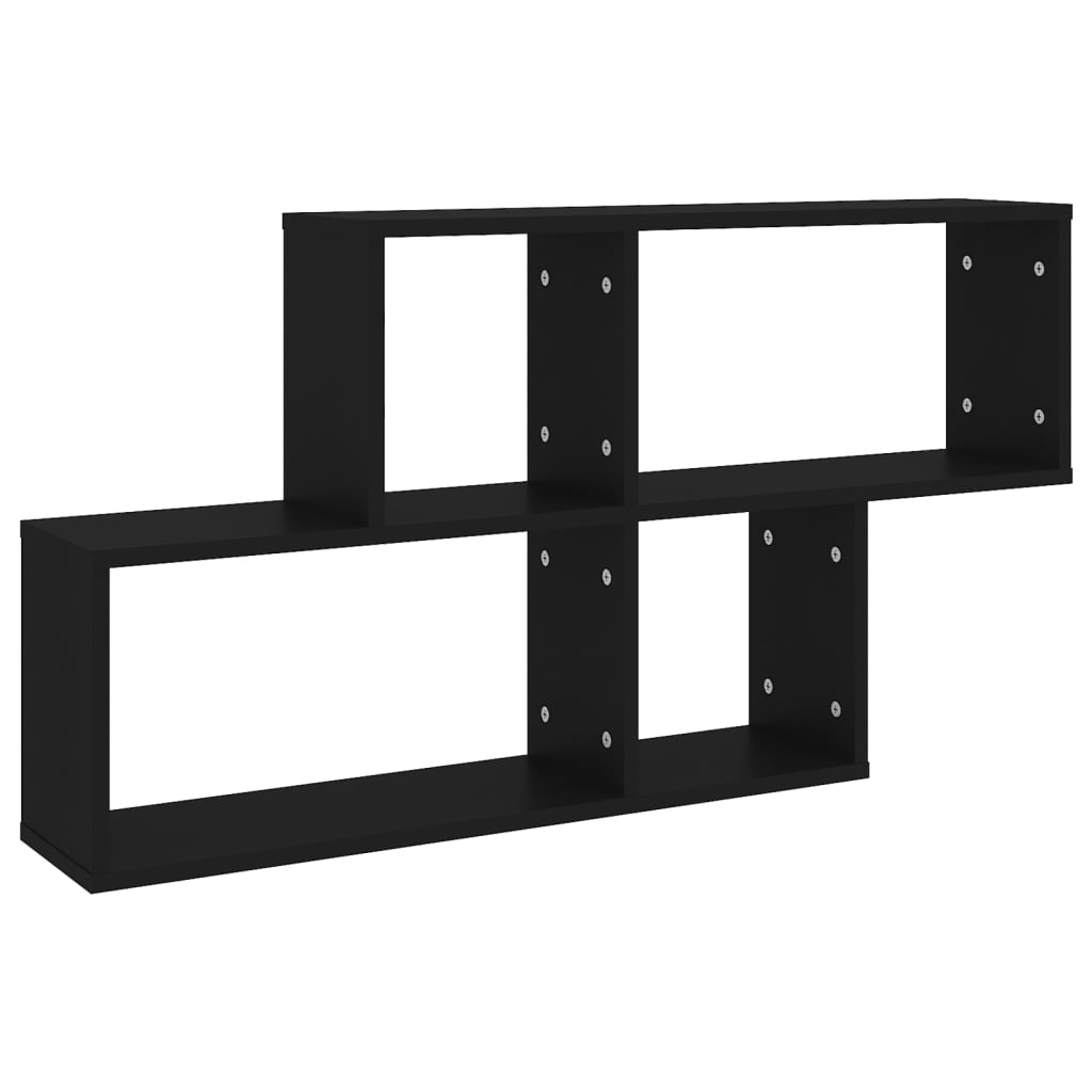 Wandschap 100x18x53 cm bewerkt hout zwart – afbeelding 2