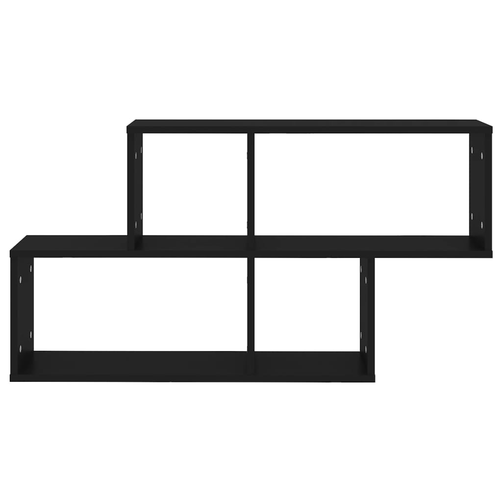 Wandschap 100x18x53 cm bewerkt hout zwart – afbeelding 4