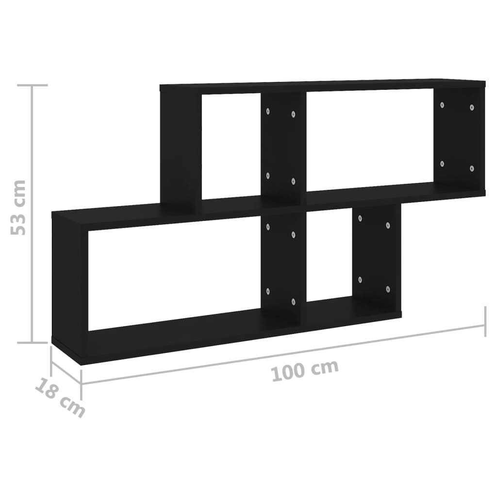 Wandschap 100x18x53 cm bewerkt hout zwart – afbeelding 6