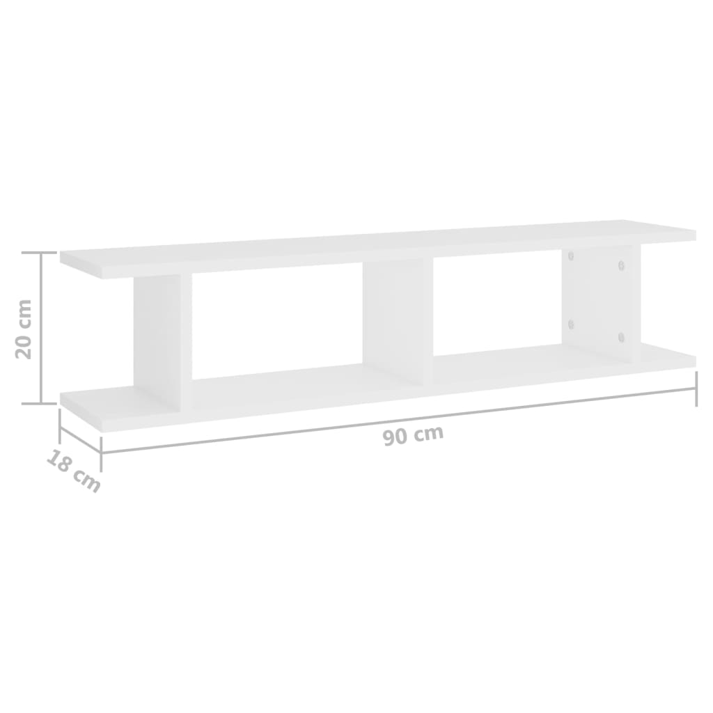 Wandschappen 2 st 90x18x20 cm bewerkt hout wit – afbeelding 7