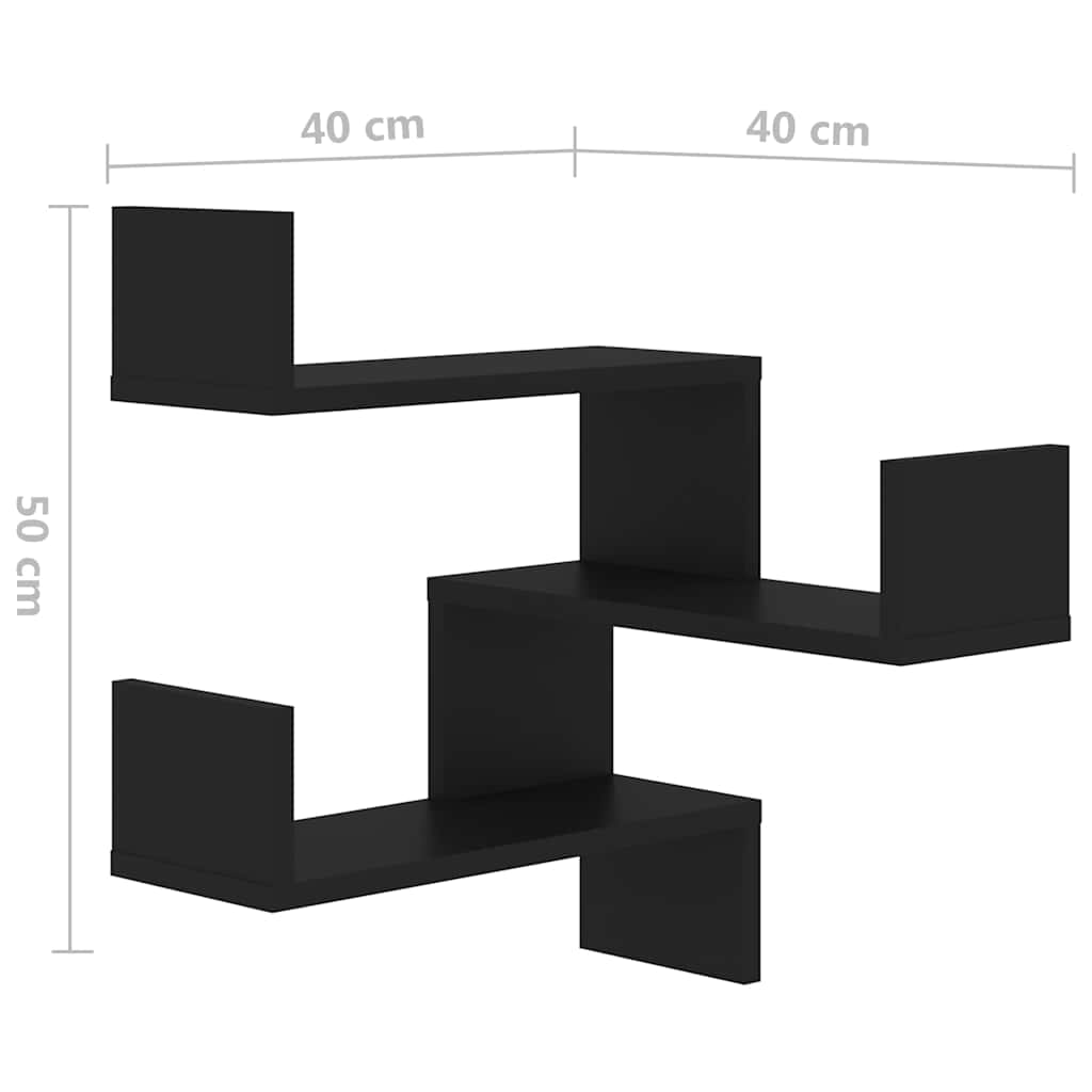 Hoekwandschap 40x40x50 cm bewerkt hout zwart – afbeelding 9