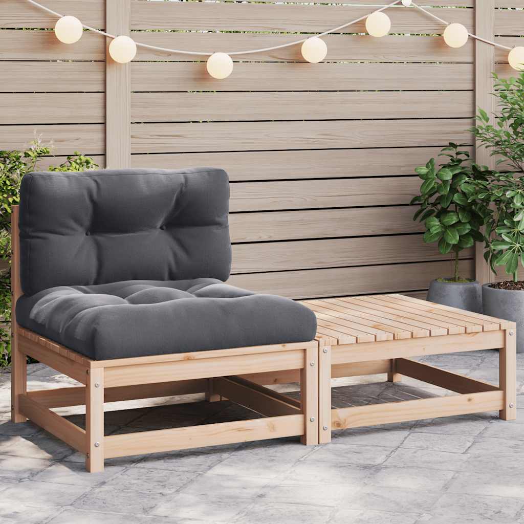 2-delige Loungeset met kussens massief grenenhout