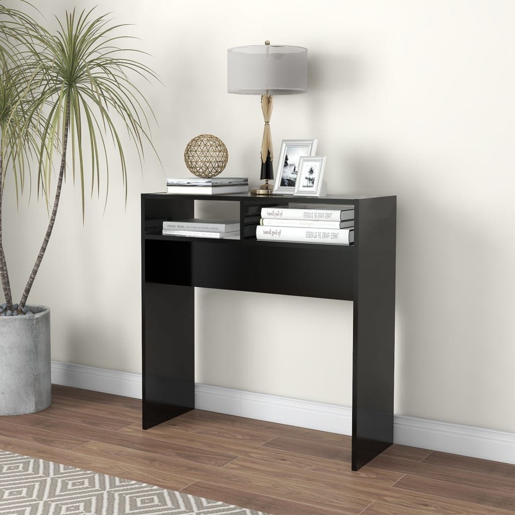 Wandtafel 78x30x80 cm bewerkt hout zwart – afbeelding 1