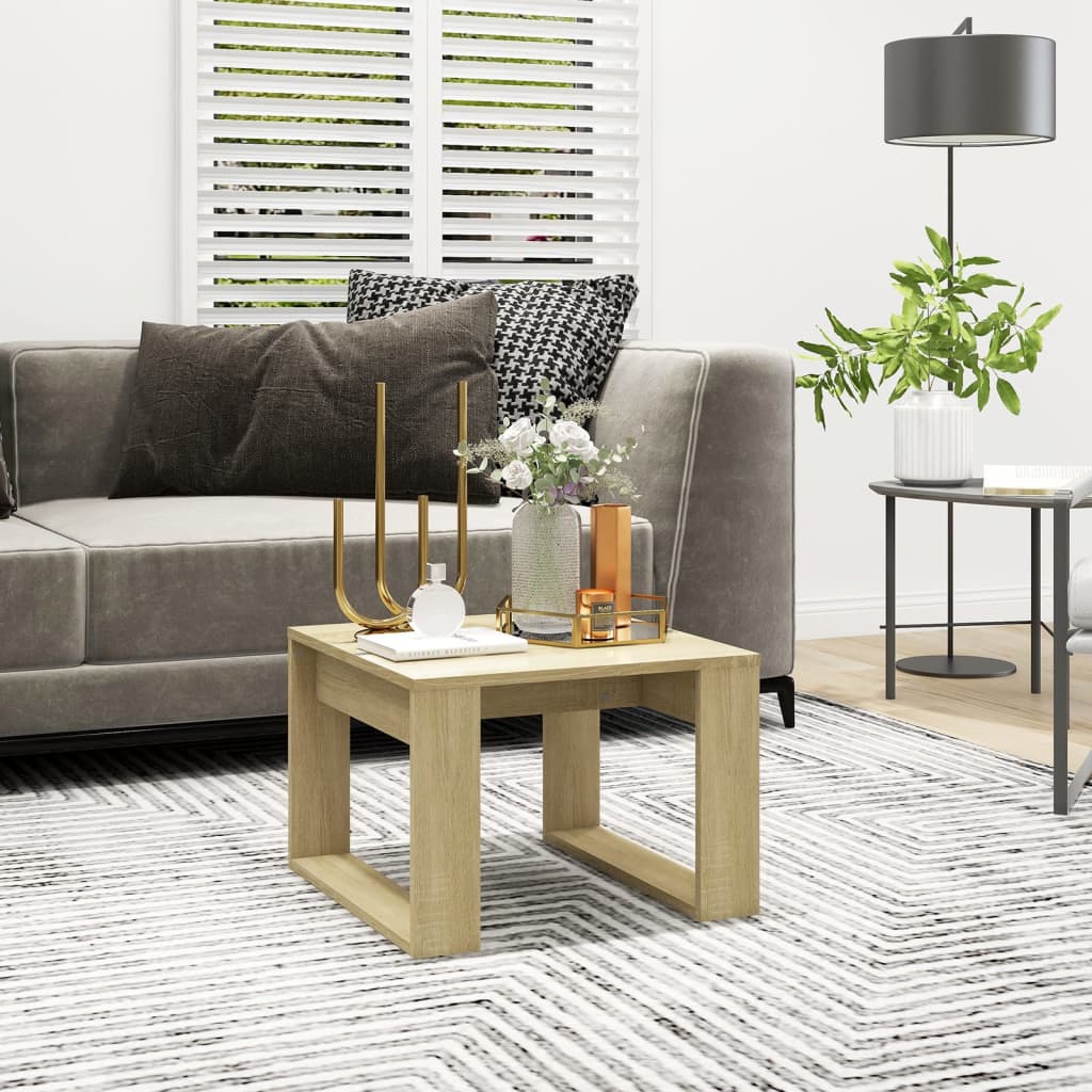 Bijzettafel 50x50x35 cm bewerkt hout sonoma eikenkleurig – afbeelding 1