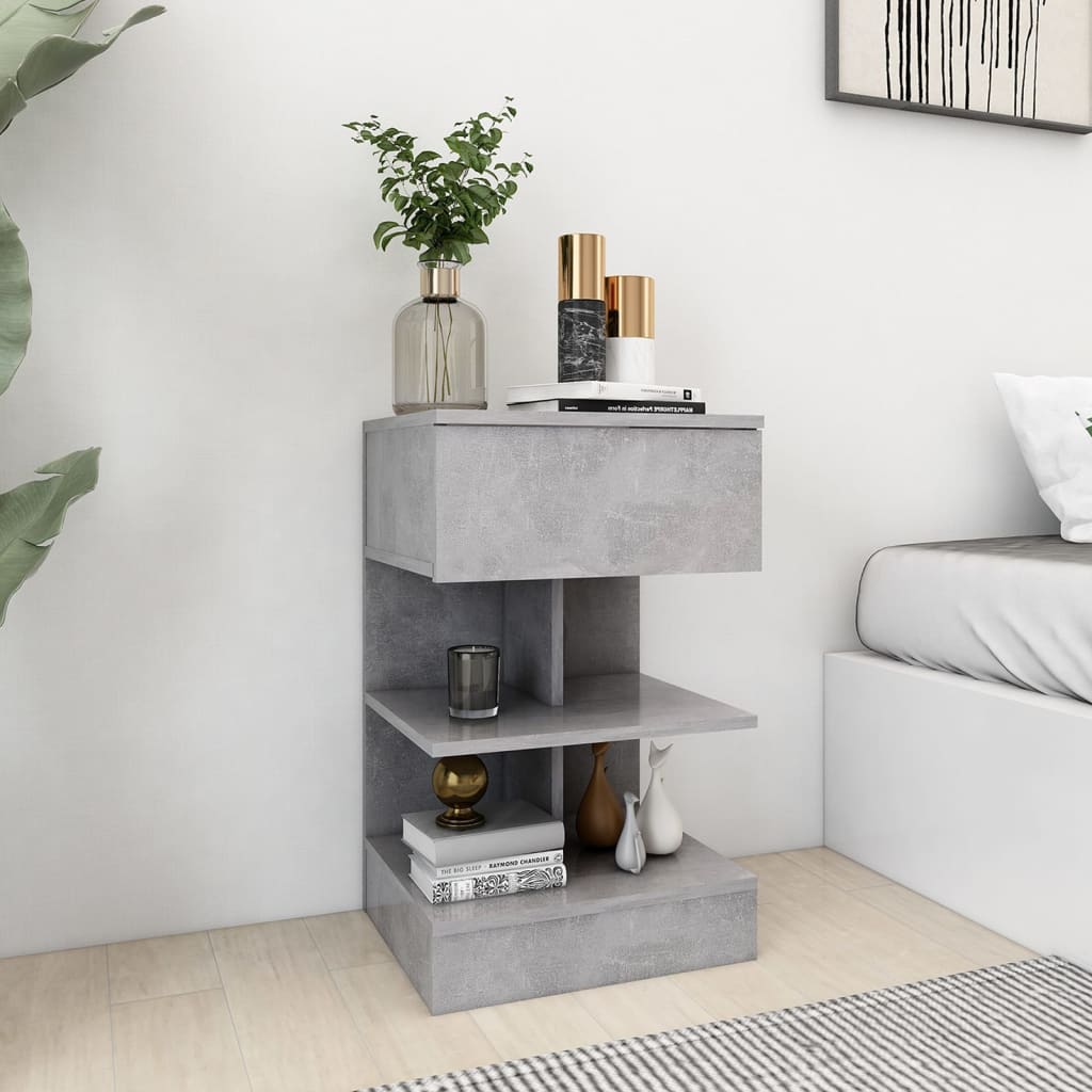 Nachtkastjes 2 st 40x35x65 cm spaanplaat betongrijs