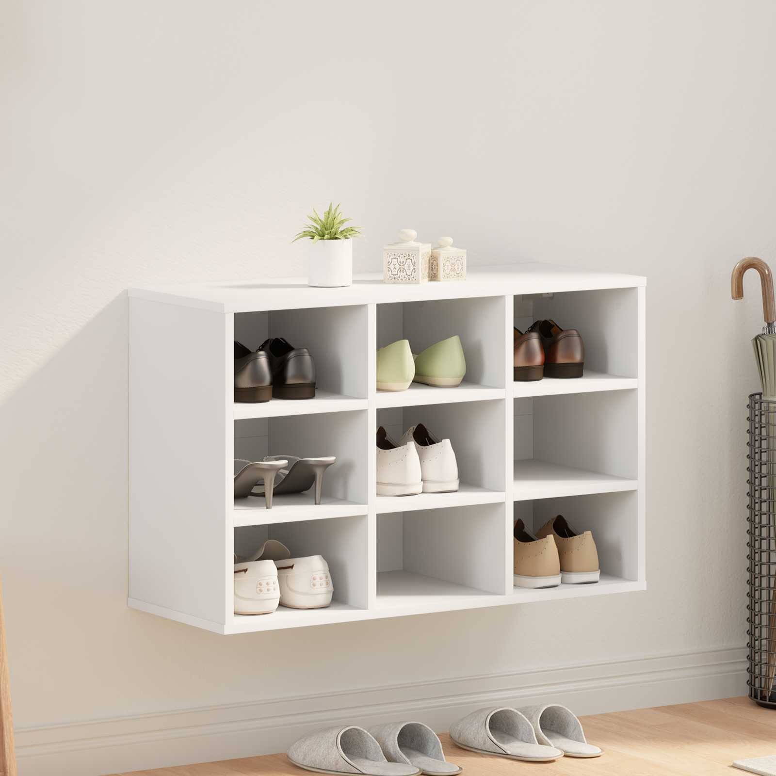 Schoenenkast met plank Wit 77,5 x 30 x 51 cm Bewerkt hout