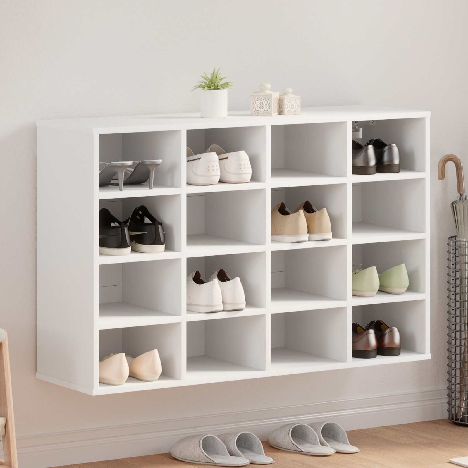 Schoenenkast met plank Wit 103 x 30 x 67 cm Bewerkt hout – afbeelding 1