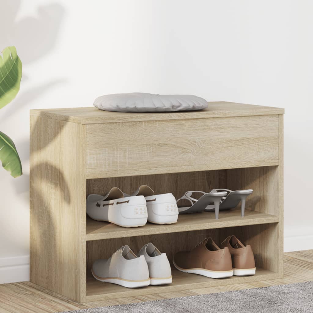 Schoenenbank 60x30x45 cm bewerkt hout sonoma eikenkleurig