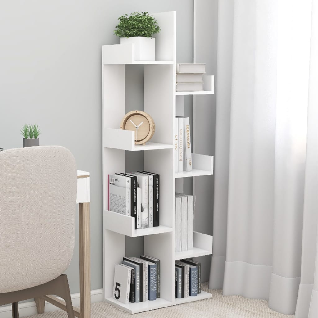 Boekenkast 48x25,5x140 cm bewerkt hout wit