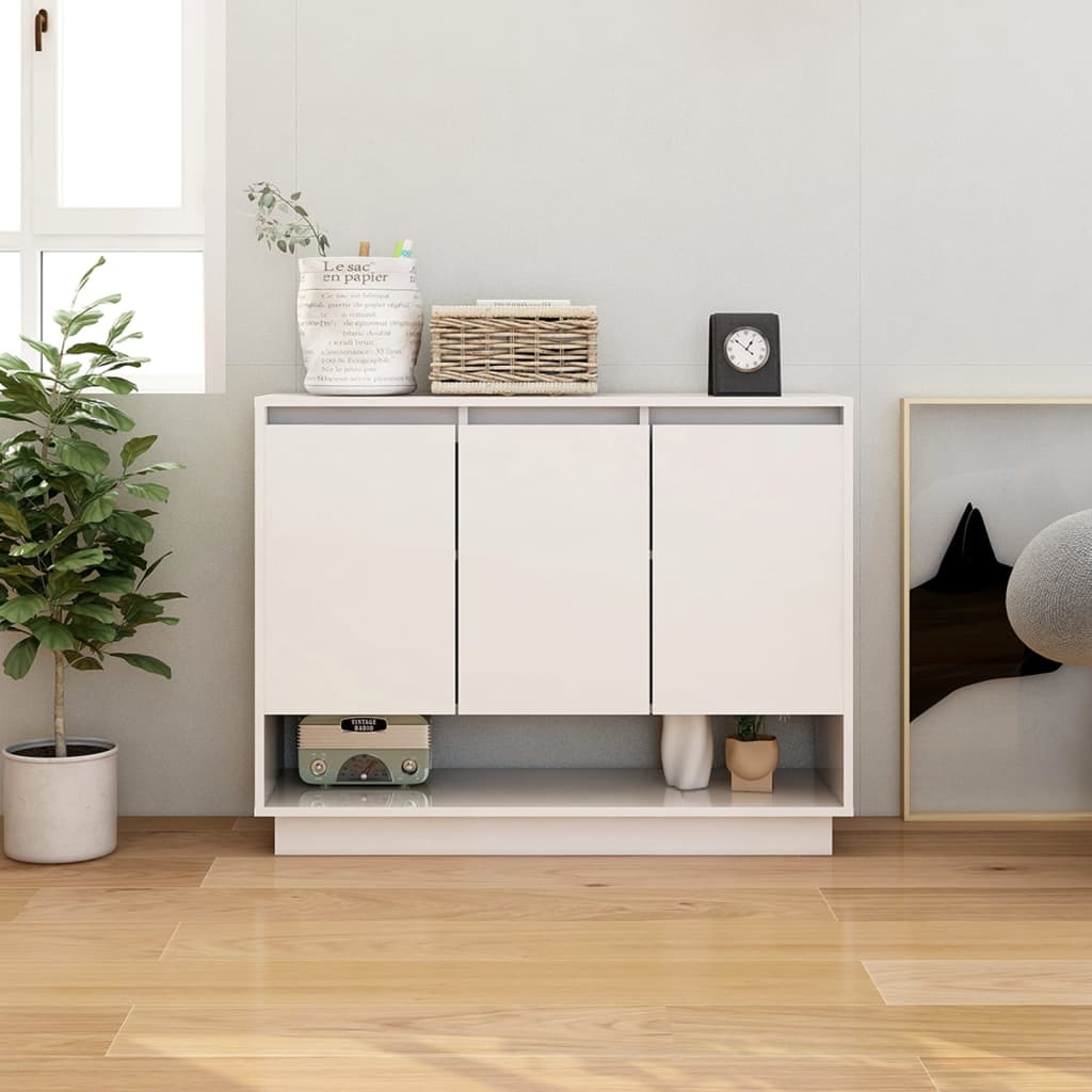 Dressoir 97x31x75 cm bewerkt hout wit – afbeelding 1