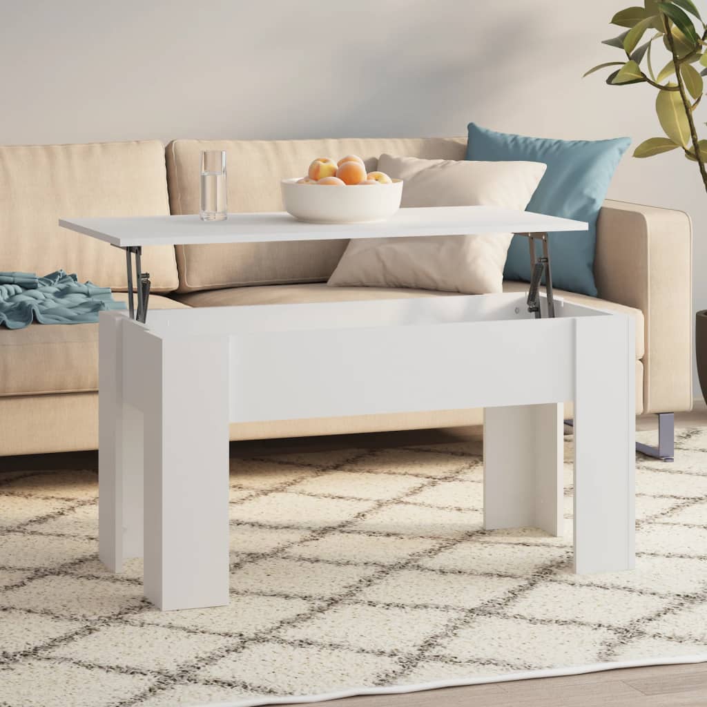 Salontafel 101x49x52 cm bewerkt hout wit – afbeelding 1