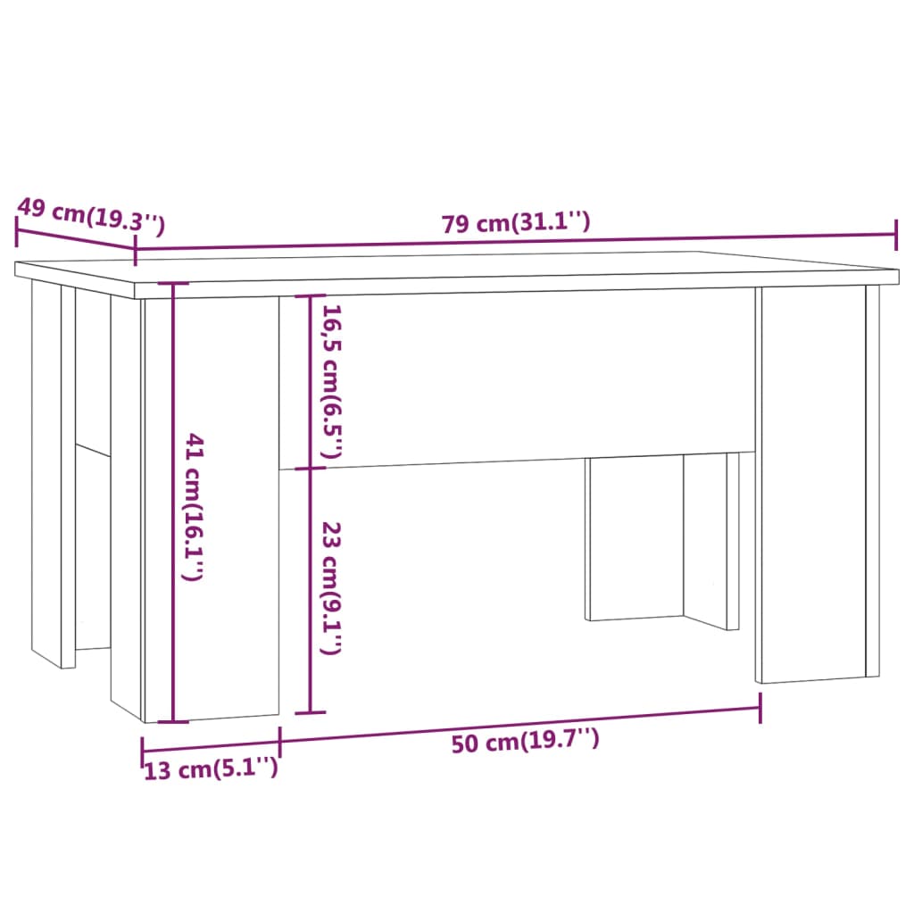 Salontafel 79x49x41 cm bewerkt hout zwart – afbeelding 8