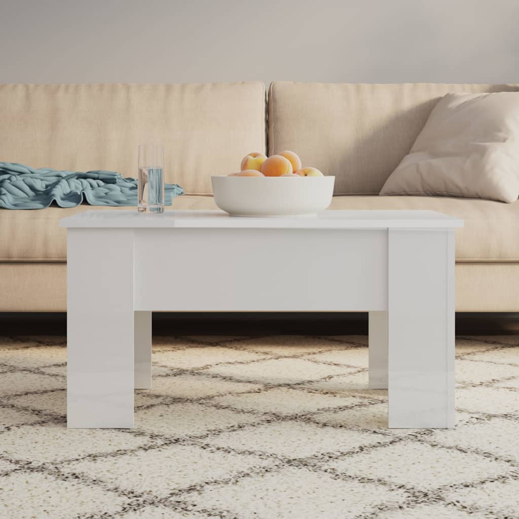 Salontafel 79x49x41 cm bewerkt hout hoogglans wit