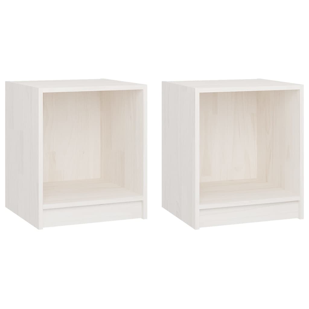 Nachtkastjes 2 st 35,5x33,5x41,5 cm massief grenenhout wit – afbeelding 2