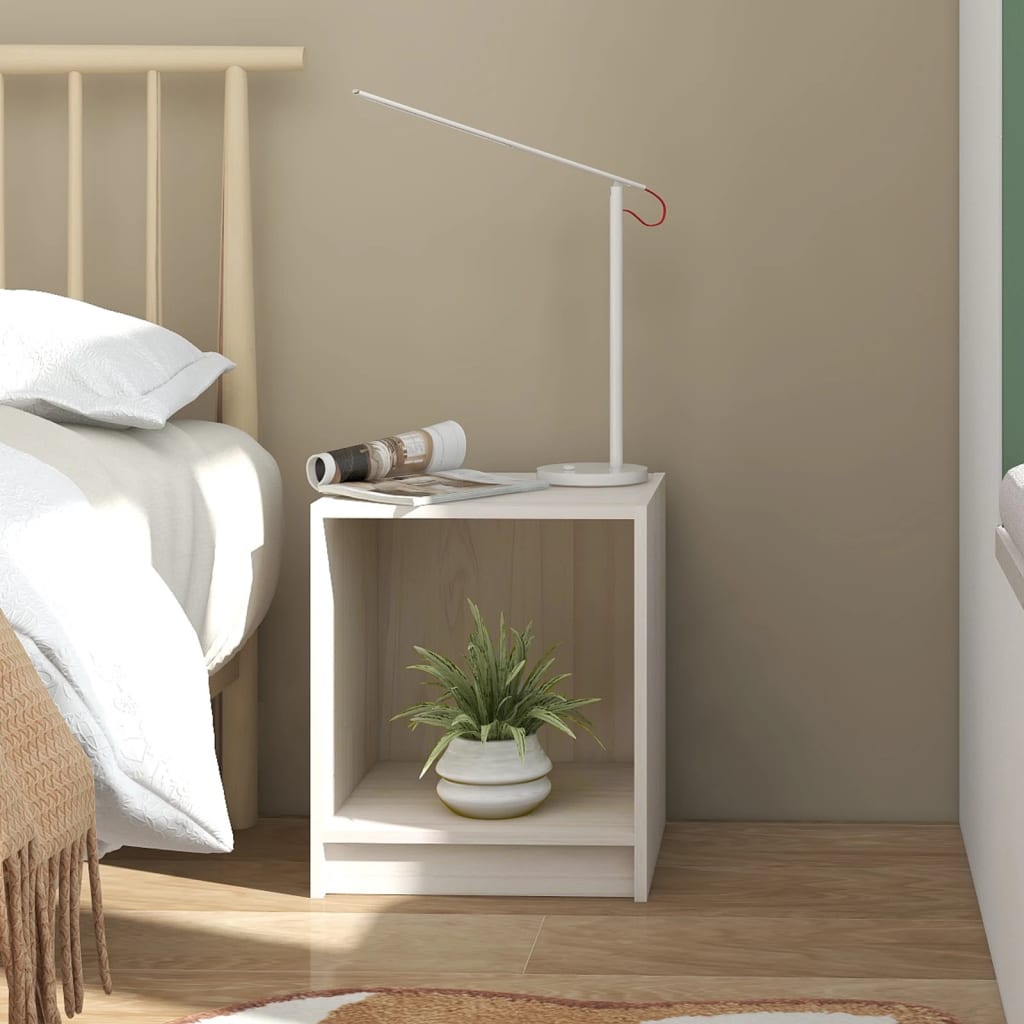 Nachtkastjes 2 st 35,5x33,5x41,5 cm massief grenenhout wit – afbeelding 3